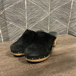 UGG Black Suede Clogs Size 6